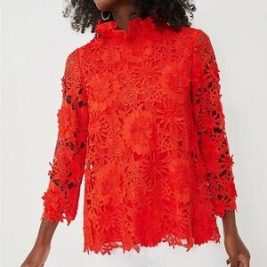 Tuckernuck Red Guipure Lace Faye Blouse